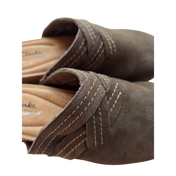 Clarks Brynn Glide Womens Slip-On Mules Size US 6 Medium Dark Olive Suede Leathe - Picture 4 of 6